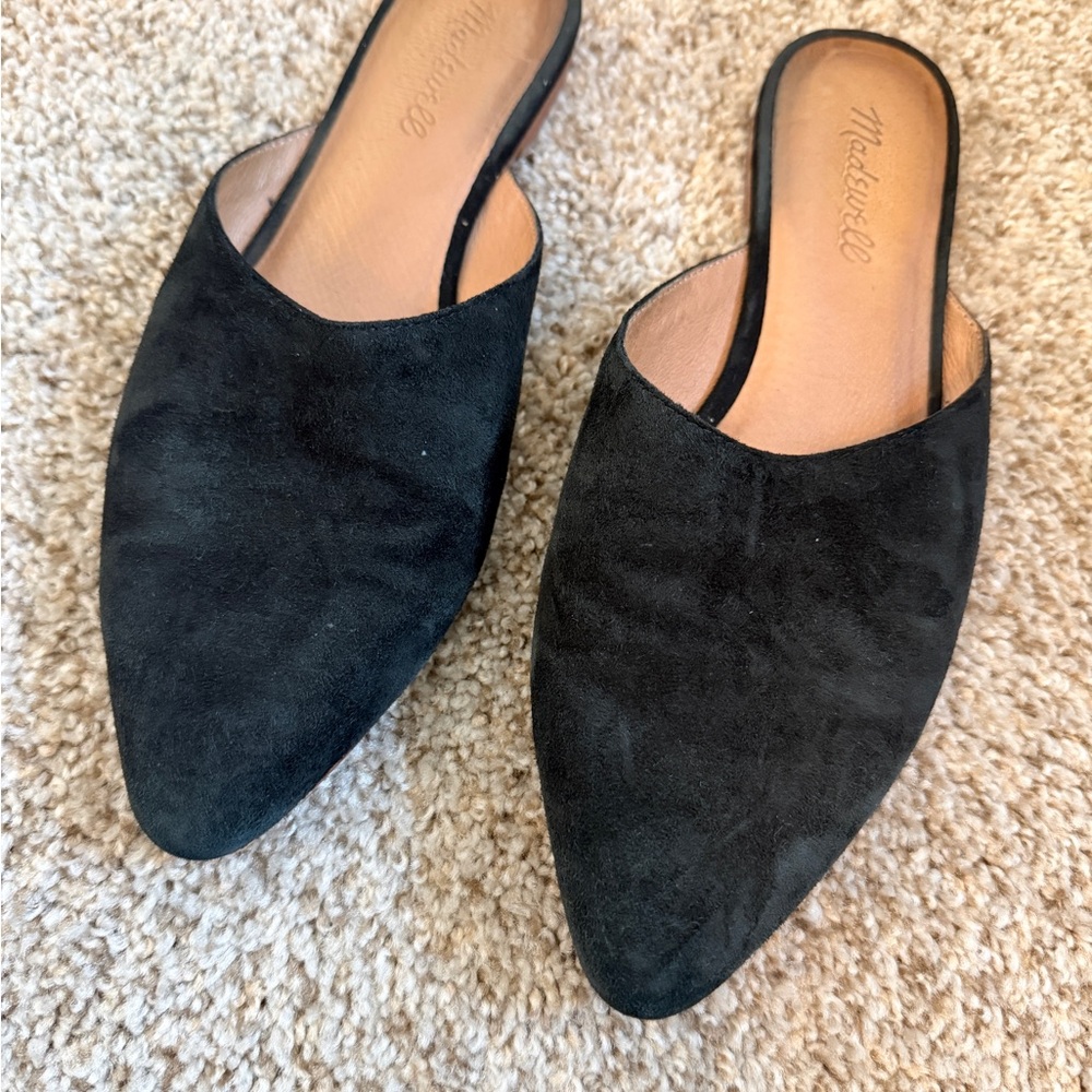 Madewell Black Suede Pointed Toe Mules